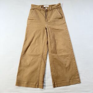EVERLANE Wide-Leg Crop Pant Tan Brown SIZE 2 High Waist Casual Retro Boho